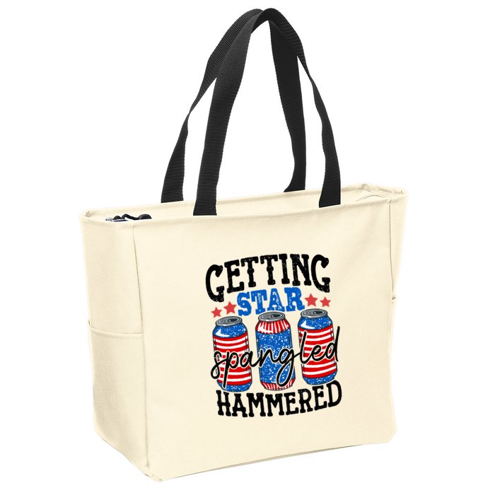 Getting Star Spangled Hammered Funny 4th Of July Patriotic Meaningful Gift Zip Tote Bag