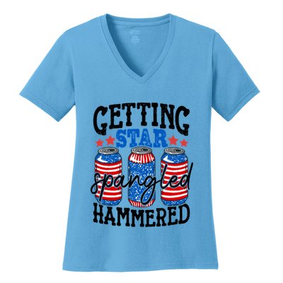 Getting Star Spangled Hammered Funny 4th Of July Patriotic Meaningful Gift Women's V-Neck T-Shirt