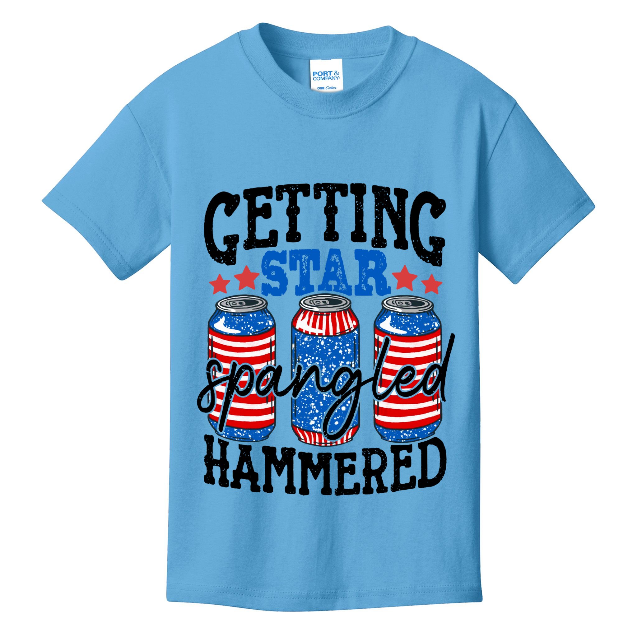 Getting Star Spangled Hammered Funny 4th Of July Patriotic Meaningful Gift Kids T-Shirt