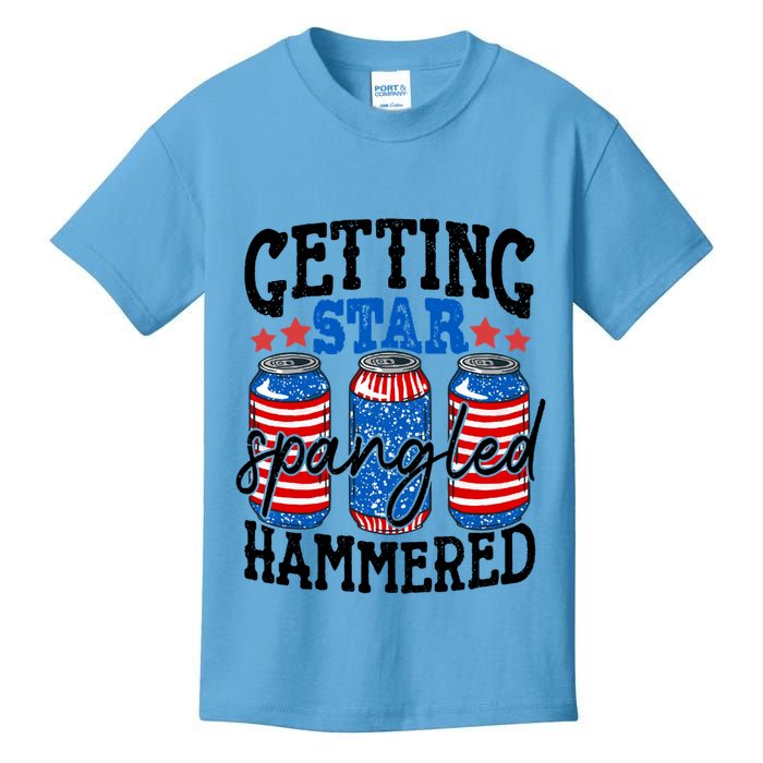 Getting Star Spangled Hammered Funny 4th Of July Patriotic Meaningful Gift Kids T-Shirt