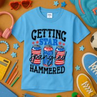 Getting Star Spangled Hammered Funny 4th Of July Patriotic Meaningful Gift Kids T-Shirt