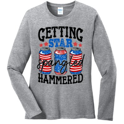 Getting Star Spangled Hammered Funny 4th Of July Patriotic Meaningful Gift Ladies Long Sleeve Shirt