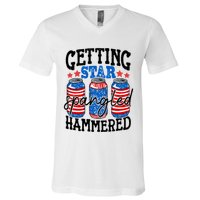 Getting Star Spangled Hammered Funny 4th Of July Patriotic Meaningful Gift V-Neck T-Shirt