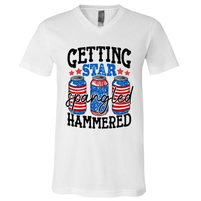 Getting Star Spangled Hammered Funny 4th Of July Patriotic Meaningful Gift V-Neck T-Shirt