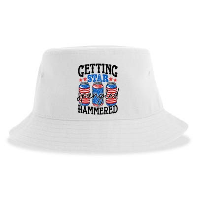 Getting Star Spangled Hammered Funny 4th Of July Patriotic Meaningful Gift Sustainable Bucket Hat