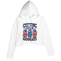 Getting Star Spangled Hammered Funny 4th Of July Patriotic Meaningful Gift Crop Fleece Hoodie