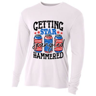 Getting Star Spangled Hammered Funny 4th Of July Patriotic Meaningful Gift Cooling Performance Long Sleeve Crew