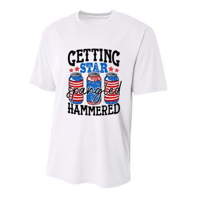 Getting Star Spangled Hammered Funny 4th Of July Patriotic Meaningful Gift Youth Performance Sprint T-Shirt