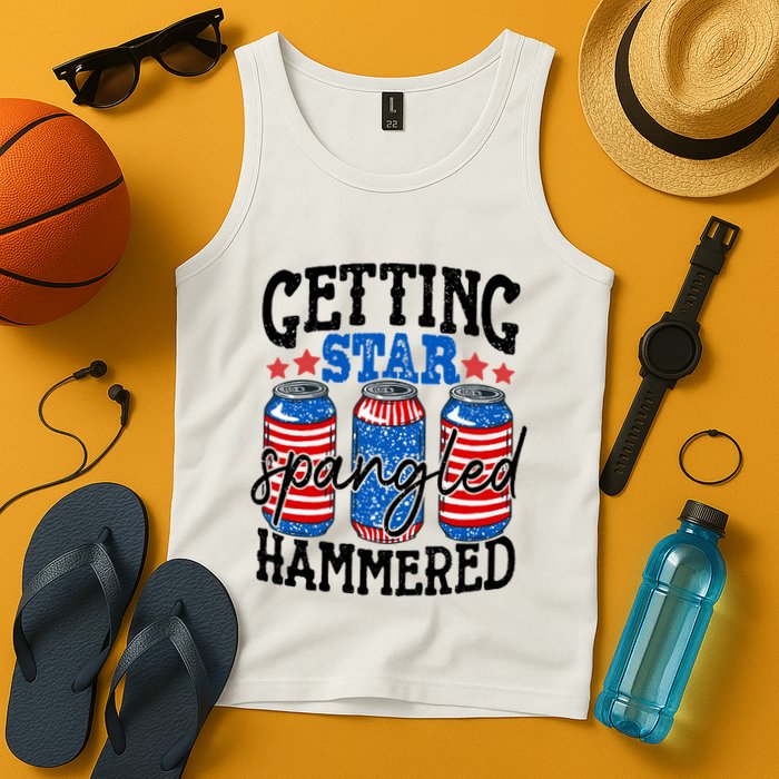 Getting Star Spangled Hammered Funny 4th Of July Patriotic Meaningful Gift Tank Top