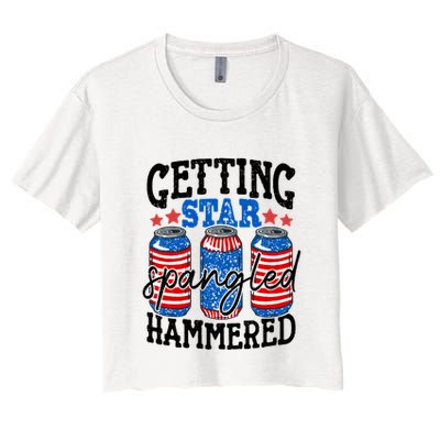 Getting Star Spangled Hammered Funny 4th Of July Patriotic Meaningful Gift Crop Top