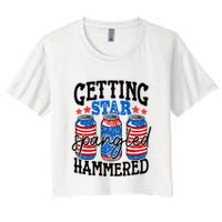 Getting Star Spangled Hammered Funny 4th Of July Patriotic Meaningful Gift Crop Top