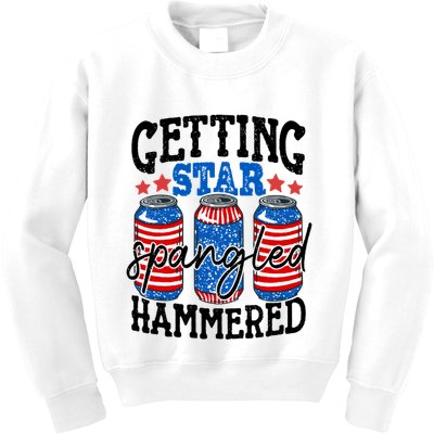 Getting Star Spangled Hammered Funny 4th Of July Patriotic Meaningful Gift Kids Sweatshirt