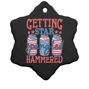 Getting Star Spangled Hammered 4th Of July Retro Style Beer Gift Ceramic Star Ornament