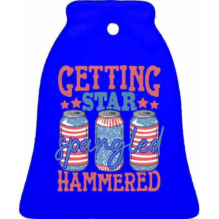 Getting Star Spangled Hammered 4th Of July Retro Style Beer Gift Ceramic Bell Ornament