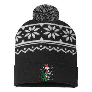 Gamer Skeleton Santa Christmas Gaming USA-Made Snowflake Beanie