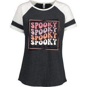 Groovy Spooky Season Retro Spooky Vibes Halloween Gift Enza Ladies Jersey Colorblock Tee