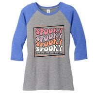 Groovy Spooky Season Retro Spooky Vibes Halloween Gift Women's Tri-Blend 3/4-Sleeve Raglan Shirt