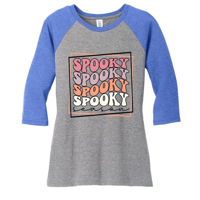 Groovy Spooky Season Retro Spooky Vibes Halloween Gift Women's Tri-Blend 3/4-Sleeve Raglan Shirt