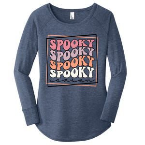 Groovy Spooky Season Retro Spooky Vibes Halloween Gift Women's Perfect Tri Tunic Long Sleeve Shirt