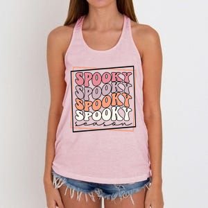 Groovy Spooky Season Retro Spooky Vibes Halloween Gift Women's Knotted Racerback Tank