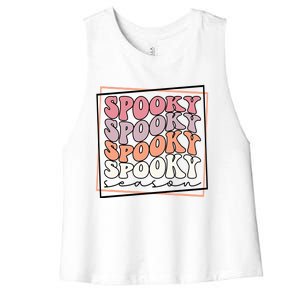 Groovy Spooky Season Retro Spooky Vibes Halloween Gift Women's Racerback Cropped Tank