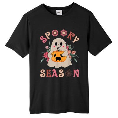 Groovy Spooky Season Cute Ghost Holding Pumpkin Halloween Tall Fusion ChromaSoft Performance T-Shirt