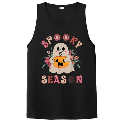 Groovy Spooky Season Cute Ghost Holding Pumpkin Halloween PosiCharge Competitor Tank