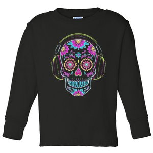 Gamer Sugar Skull Dia De Los Muertos Gaming Day Of The Dead Toddler Long Sleeve Shirt