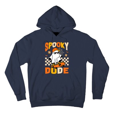 Ghost Skateboard Spooky Dude Groovy Halloween Boo Boy Hoodie