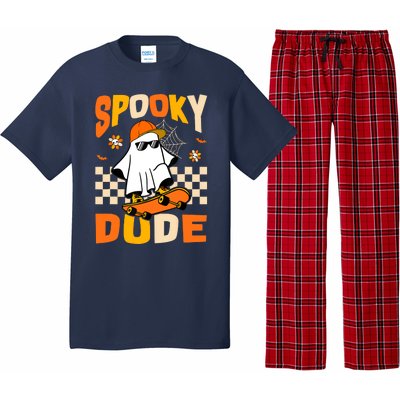 Ghost Skateboard Spooky Dude Groovy Halloween Boo Boy Pajama Set