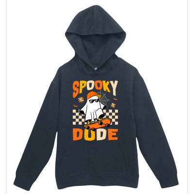 Ghost Skateboard Spooky Dude Groovy Halloween Boo Boy Urban Pullover Hoodie