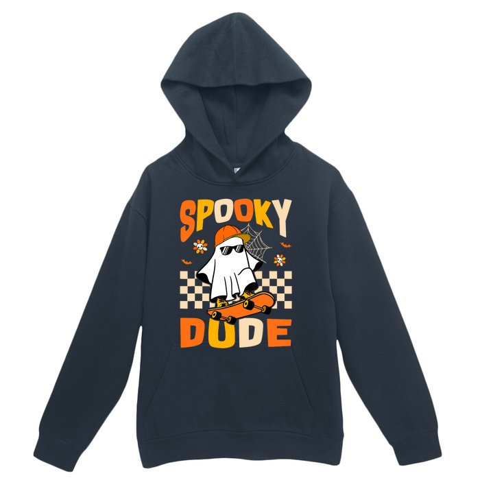 Ghost Skateboard Spooky Dude Groovy Halloween Boo Boy Urban Pullover Hoodie