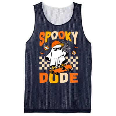 Ghost Skateboard Spooky Dude Groovy Halloween Boo Boy Mesh Reversible Basketball Jersey Tank