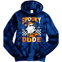 Ghost Skateboard Spooky Dude Groovy Halloween Boo Boy Tie Dye Hoodie