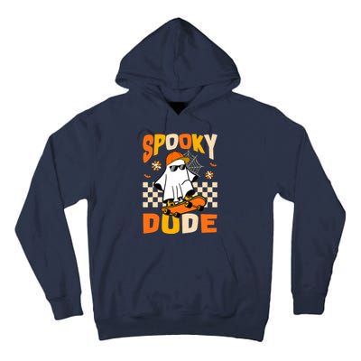 Ghost Skateboard Spooky Dude Groovy Halloween Boo Boy Tall Hoodie