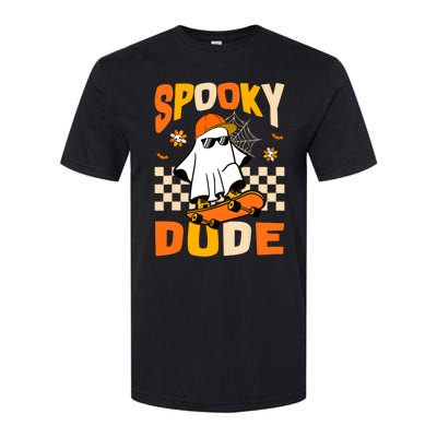 Ghost Skateboard Spooky Dude Groovy Halloween Boo Boy Softstyle CVC T-Shirt