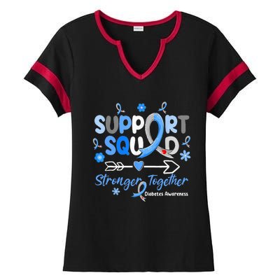 Groovy Support Squad Blue Ribbon Diabetes Awareness Ladies Halftime Notch Neck Tee