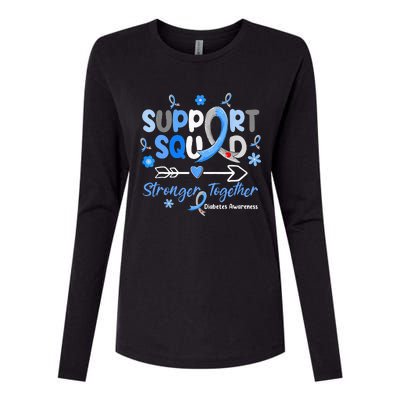 Groovy Support Squad Blue Ribbon Diabetes Awareness Womens Cotton Relaxed Long Sleeve T-Shirt