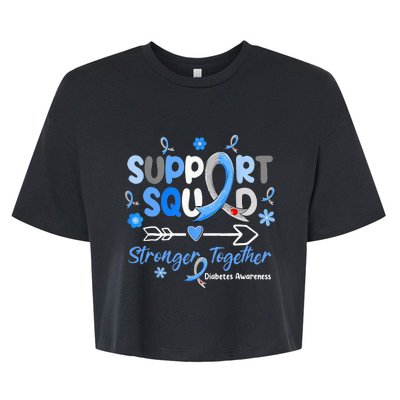 Groovy Support Squad Blue Ribbon Diabetes Awareness Bella+Canvas Jersey Crop Tee