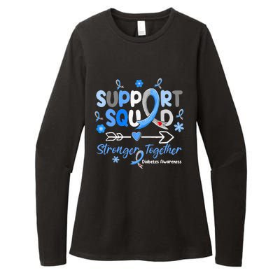 Groovy Support Squad Blue Ribbon Diabetes Awareness Womens CVC Long Sleeve Shirt