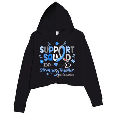 Groovy Support Squad Blue Ribbon Diabetes Awareness Crop Fleece Hoodie