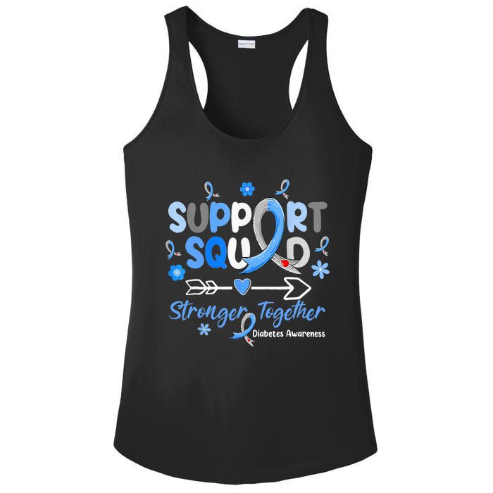 Groovy Support Squad Blue Ribbon Diabetes Awareness Ladies PosiCharge Competitor Racerback Tank