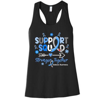 Groovy Support Squad Blue Ribbon Diabetes Awareness Women's Racerback Tank