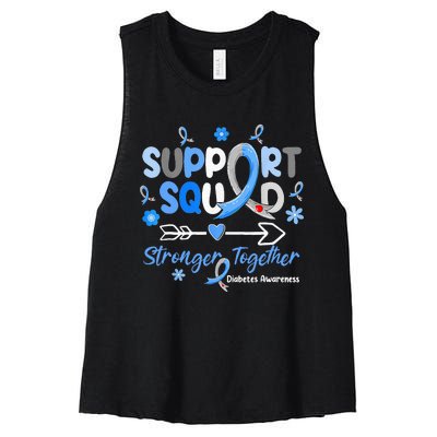 Groovy Support Squad Blue Ribbon Diabetes Awareness Women's Racerback Cropped Tank