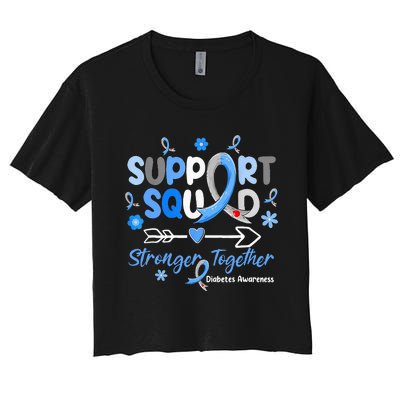 Groovy Support Squad Blue Ribbon Diabetes Awareness Women's Crop Top Tee