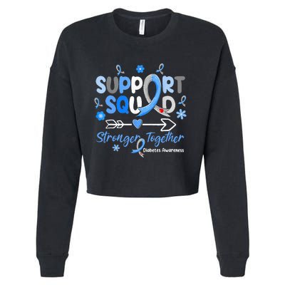 Groovy Support Squad Blue Ribbon Diabetes Awareness Cropped Pullover Crew