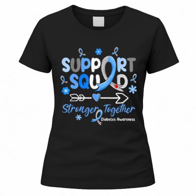 Groovy Support Squad Blue Ribbon Diabetes Awareness Women's T-Shirt