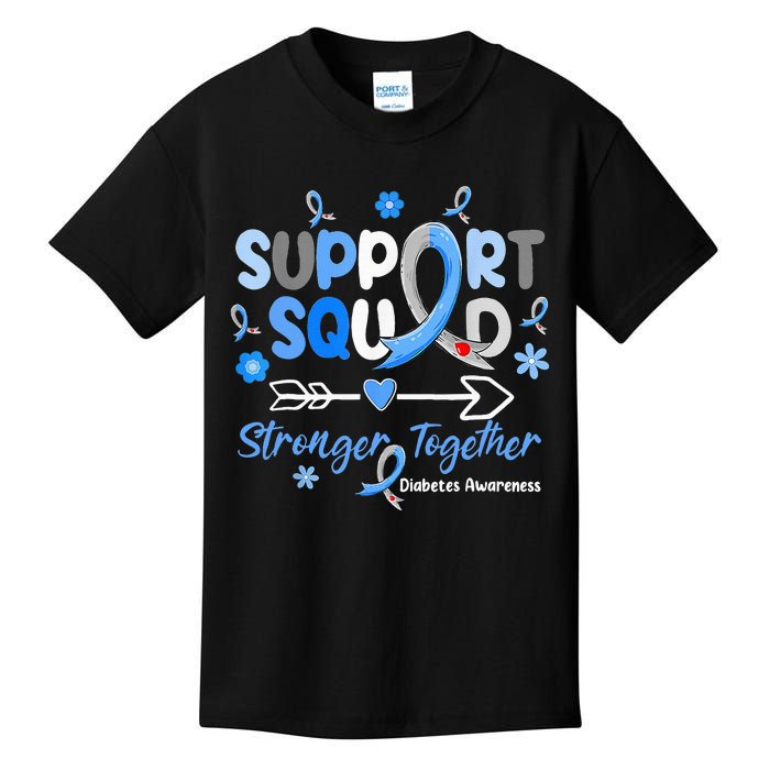 Groovy Support Squad Blue Ribbon Diabetes Awareness Kids T-Shirt