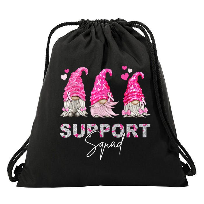 Gnome Support Squad Breast Cancer Drawstring Bag