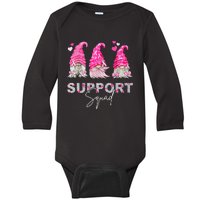 Gnome Support Squad Breast Cancer Baby Long Sleeve Bodysuit